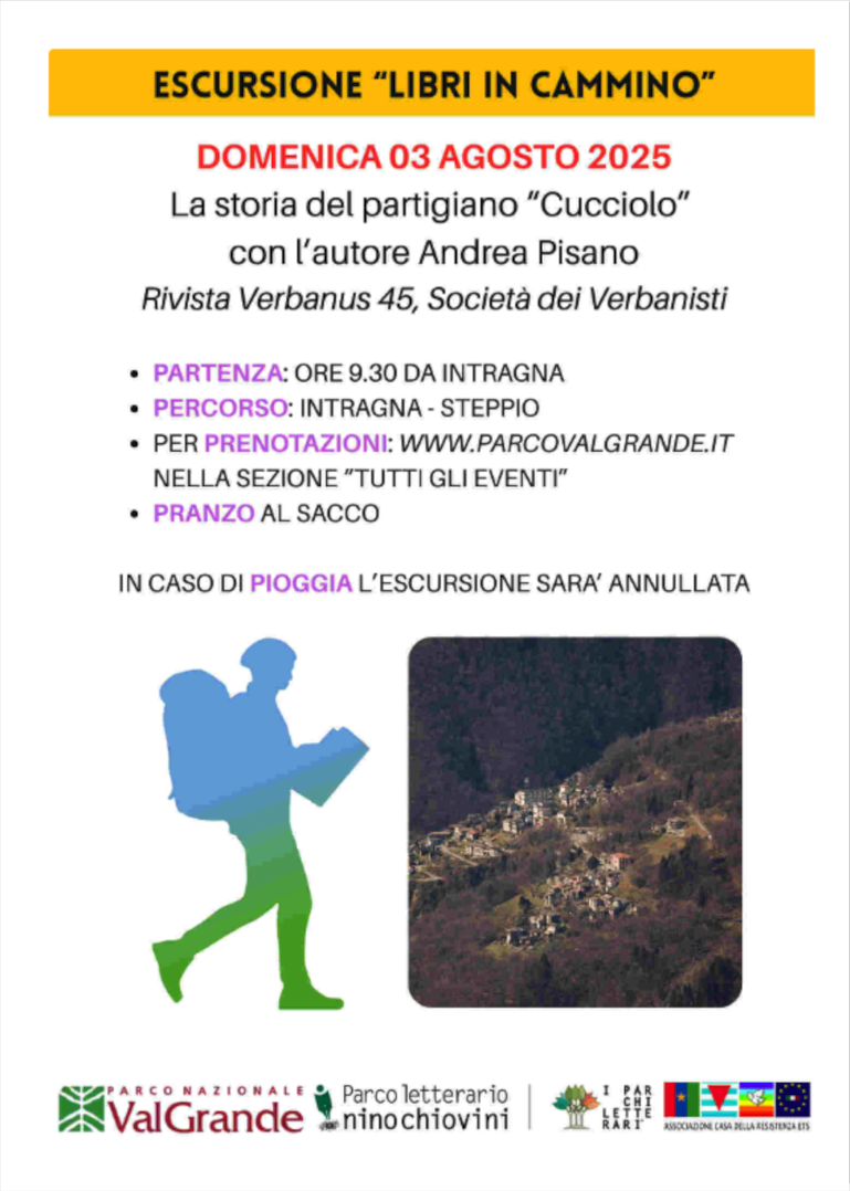 Cucciolo partigiano Andrea Pisano libri in cammino Intragna Steppio